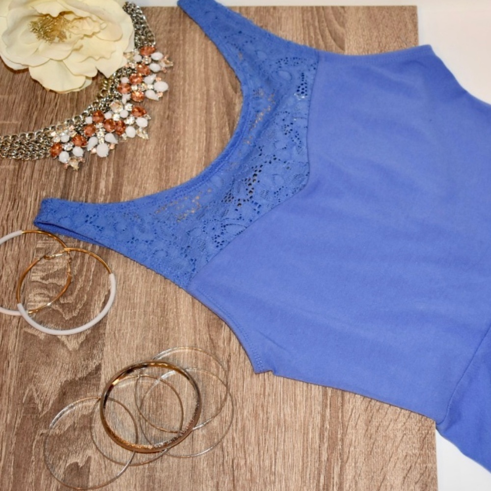 Express Peplum Top Lace Light Blue Size XS